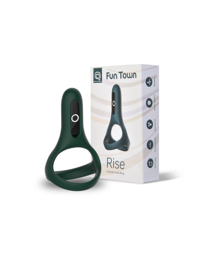 Подвійне ерекційне кільце Fun Town Rise Turquoise, керування зі смартфона - Фото №1