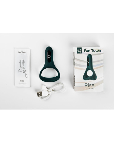 Подвійне ерекційне кільце Fun Town Rise Turquoise, керування зі смартфона - Фото №4