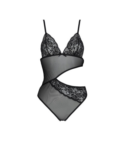 Боді з ажурним ліфом Passion CHRISTA BODY L/XL, black - Фото №3