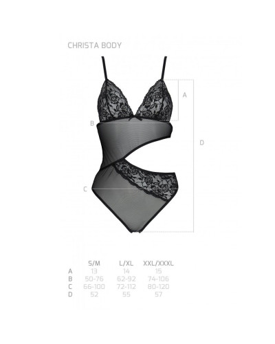Боді з ажурним ліфом Passion CHRISTA BODY L/XL, black - Фото №5