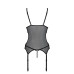 Корсет с подвязками и ажурным лифом Passion CHRISTA CORSET L/XL, black, стринги в комплекте - Фото №6
