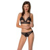 Комплект із бралету з ажурним ліфом та відкритими трусиками Passion CHRISTA SET Open Bra L/XL black - Фото №1
