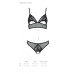Комплект із бралету з ажурним ліфом та відкритими трусиками Passion CHRISTA SET Open Bra L/XL black - Фото №5