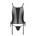 Сітчастий корсет з люверсами та знімними пажами Passion MALWIA CORSET L/XL black, екошкіра, стрінги - Фото №5