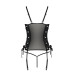 Сетчатый корсет с люверсами и съемными пажами Passion MALWIA CORSET S/M, black, эко-кожа, стринги - Фото №6
