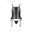 Сетчатый корсет с люверсами и съемными пажами Passion MALWIA CORSET S/M, black, эко-кожа, стринги - Фото №7