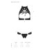 Комплект відкритий топ та трусики з екошкіри з люверсами Passion MALWIA SET with Open Bra L/XL black - Фото №5