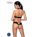 Комплект відкритий топ та трусики з екошкіри з люверсами Passion MALWIA SET OpenBra XXL/XXXL, black - Фото №2