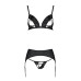 Комплект из эко-кожи Passion MILEY SET L/XL, black, трусики, бюстгальтер, пояс для чулок - Фото №3