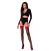 Панчохи Passion ST120 1/2 black-red, на ажурній силіконовій резинці, з вишуканим декором та люре - Фото №3