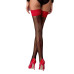 Чулки Passion ST120 3/4 black-red, на ажурной силиконовой резинке, изысканный декор и люрекс - Фото №2