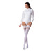 Панчохи Passion ST121 1/2 white на ажурній силіконовій резинці з квітковим орнаментом і вертикальним - Фото №3