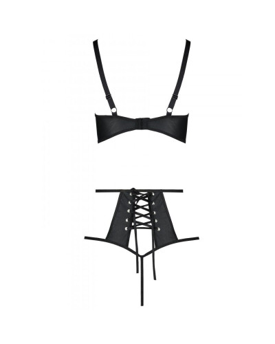 Розпродаж!!! Комплект з екошкіри Passion Tamaris Set black L/XL, бюстгальтер та трусики - Фото №4