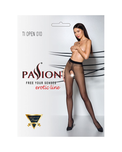 Колготки з відкритим доступом, контрастна лінія Passion TIOPEN 010 5 (20 den), black - Фото №5