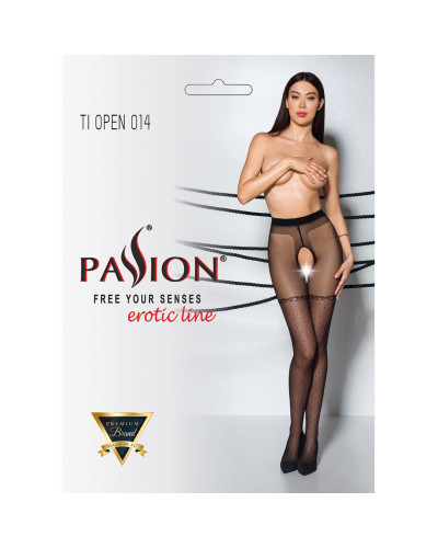 Колготки з відкритим доступом, імітація панчіх Passion TIOPEN 014 5 (20 den), black - Фото №5