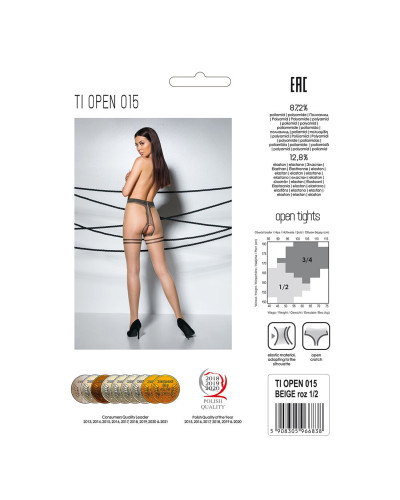 Тілесні колготки з доступом, контрастна подвійна резинка Passion TIOPEN 015 3/4 (20 den) beige - Фото №6