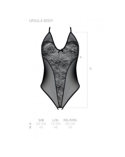Боді з ажурним декором та відкритим кроком Passion URSULA BODY S/M, black - Фото №5