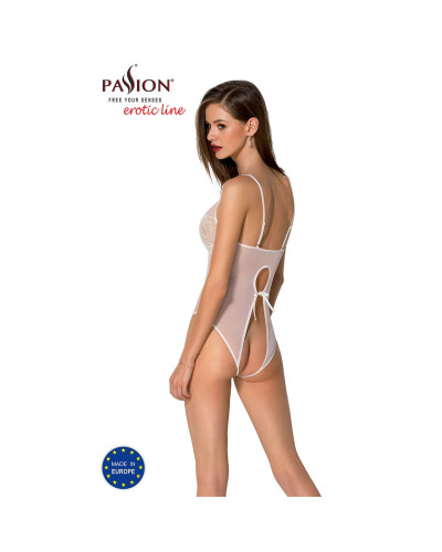 Боді з ажурним декором та відкритим кроком Passion URSULA BODY S/M, white - Фото №2