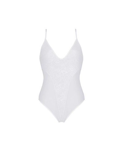 Боді з ажурним декором та відкритим кроком Passion URSULA BODY S/M, white - Фото №3