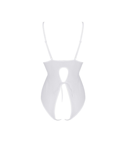 Боді з ажурним декором та відкритим кроком Passion URSULA BODY S/M, white - Фото №4