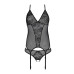 Корсет із пажами, трусики з ажурним декором та відкритим кроком Passion URSULA CORSET XXL/XXXL black - Фото №4