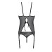 Корсет із пажами, трусики з ажурним декором та відкритим кроком Passion URSULA CORSET XXL/XXXL black - Фото №5