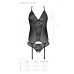 Корсет із пажами, трусики з ажурним декором та відкритим кроком Passion URSULA CORSET XXL/XXXL black - Фото №6