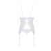 Корсет із пажами, трусики з ажурним декором та відкритим кроком Passion URSULA CORSET L/XL, white - Фото №4