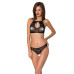 Комплект: бра, трусики з ажурним декором та відкритим кроком Passion URSULA SET XXL/XXXL, black - Фото №1