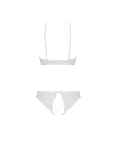 Комплект: бра, трусики з ажурним декором та відкритим кроком URSULA SET L/XL, white - Фото №4
