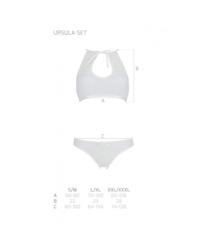 Комплект: бра, трусики з ажурним декором та відкритим кроком URSULA SET L/XL, white - Фото №5