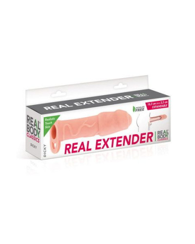 Насадка на член Real Body — Real Extender DICKY із закритою головкою та кільцем для мошонки - Фото №3
