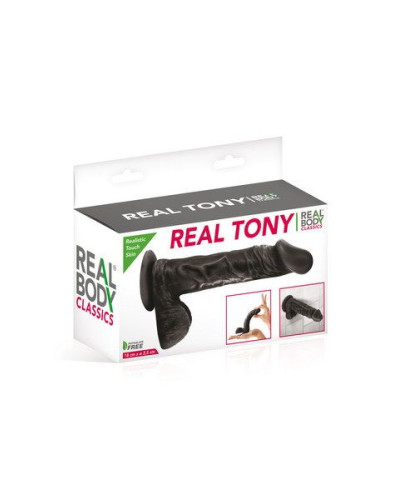Фалоімітатор Real Body — Real Tony Black, TPE, діаметр 3,5 см - Фото №3