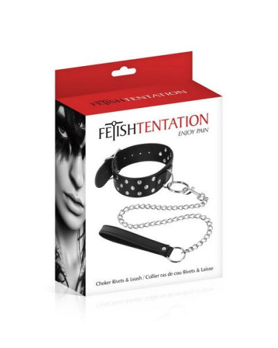 Нашийник з повідцем Fetish Tentation Rivets and Leash - Фото №2