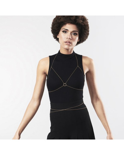 Ланцюжок портупея Bijoux Indiscrets Magnifique Bra Chain - Gold, прикраса на тіло - Фото №6