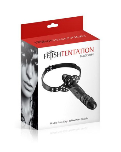 Кляп з подвійним фалоімітатором Fetish Tentation Double Penis Gag - Фото №2