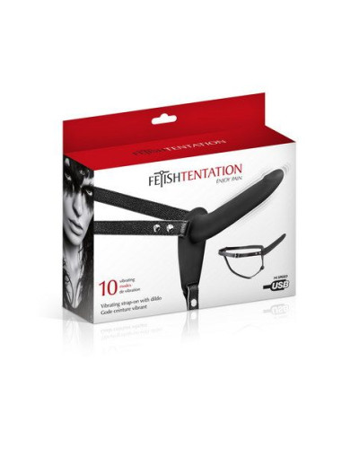 Страпон з вібрацією Fetish Tentation Vibrating Strap-On with Dildo Black - Фото №3