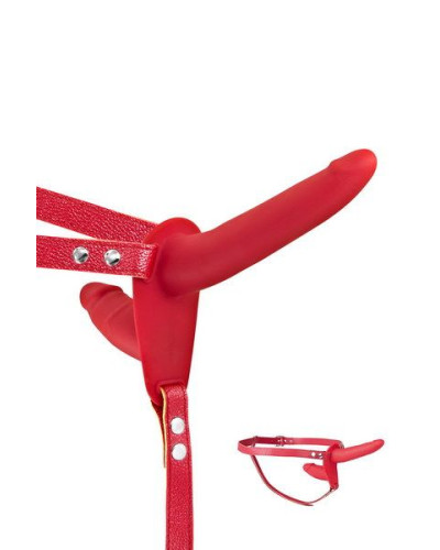 Двойной страпон Fetish Tentation Strap-On with Double Dildo Red - Фото №1