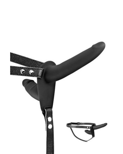 Подвійний страпон Fetish Tentation Strap-On with Double Dildo Black - Фото №1