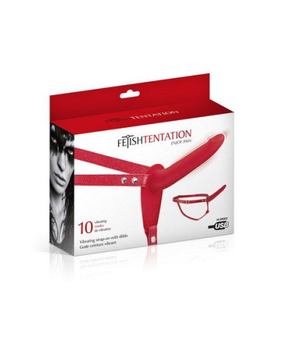 Страпон с вибрацией Fetish Tentation Vibrating Strap-On with Dildo Red - Фото №3