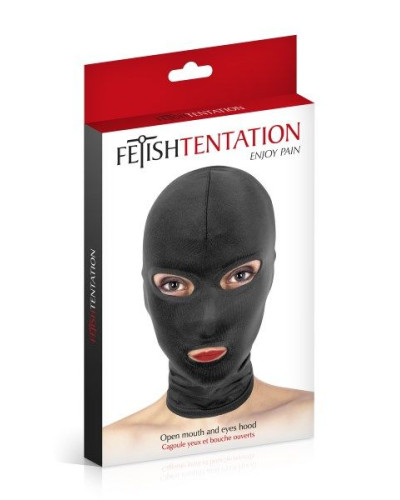 Капюшон для БДСМ с открытыми глазами и ртом Fetish Tentation Open Mouth and Eyes Hood - Фото №2