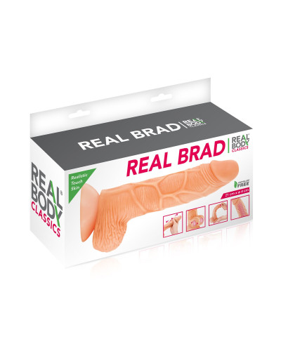 Фалоімітатор із рухомою крайньою плоттю Real Body — Real Brad, діаметр 4,5 см, TPE - Фото №5