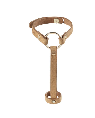 Пара браслетів на зап'ясті і палець Bijoux Indiscrets MAZE Hand Bracelet Harness Brown, екошкіра - Фото №1