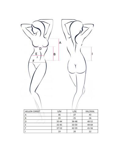 Корсет з пажами Passion HELLEN CORSET S/M, black, трусики, напівпрозорий - Фото №3