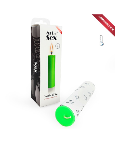 Зеленая свеча восковая Art of Sex size M 15 см низкотемпературная, люминесцентная - Фото №2