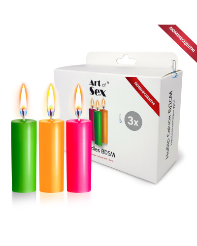 Набор восковых свечей Art of Sex size S 10 см (3 шт), низкотемпературные, люминисцентные - Фото №1