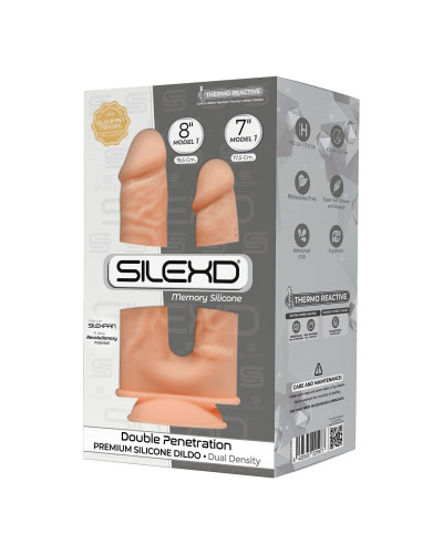Фаллоимитатор двойной SilexD Double Gusto Flesh (Model 1 size 8" & 7"), двухслойный, силикон + Silex - Фото №3