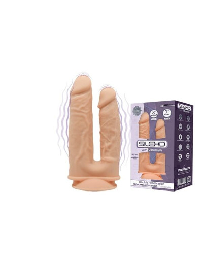 Фаллоимитатор двойной с вибрацией SilexD Double Gusto Flesh Motor (Model 1 size 8" & 7"), двухслойны - Фото №2