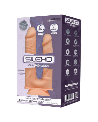 Фаллоимитатор двойной с вибрацией SilexD Double Gusto Flesh Motor (Model 1 size 8" & 7"), двухслойны - Фото №3