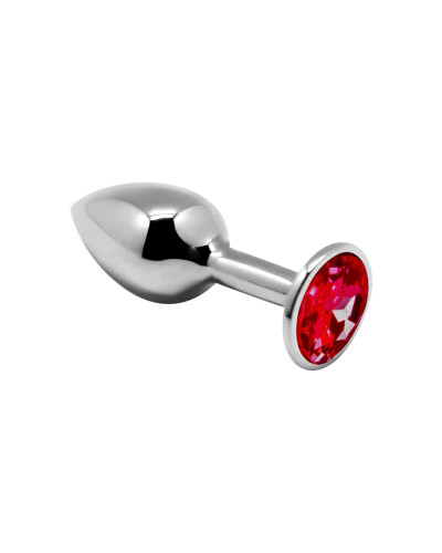 Металева анальна пробка з кристалом Alive Mini Metal Butt Plug Red M - Фото №1